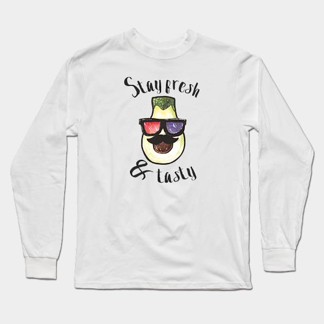 Avocado Watercolour Long Sleeve T-Shirt by Foxxy Merch